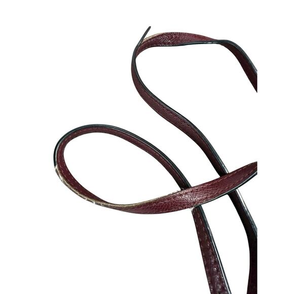 Coach Turnlock Leather Tote Bag Oxblood Burgundy Pebbled Gold Hardware - Picture 11 of 14